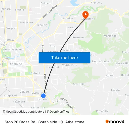Stop 20 Cross Rd - South side to Athelstone map