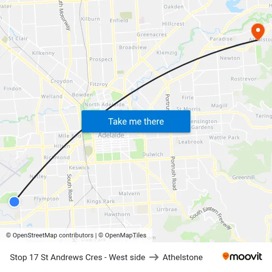 Stop 17 St Andrews Cres - West side to Athelstone map