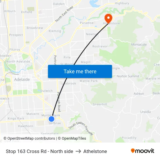 Stop 163 Cross Rd - North side to Athelstone map