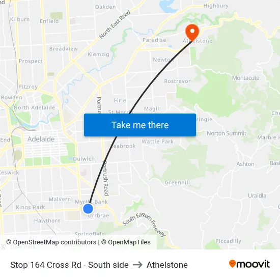 Stop 164 Cross Rd - South side to Athelstone map