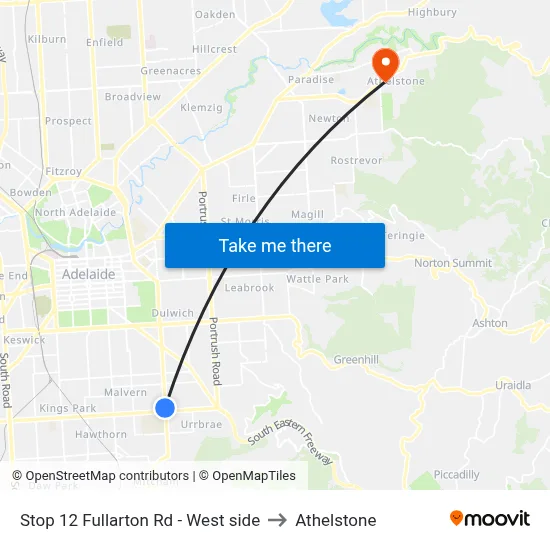 Stop 12 Fullarton Rd - West side to Athelstone map