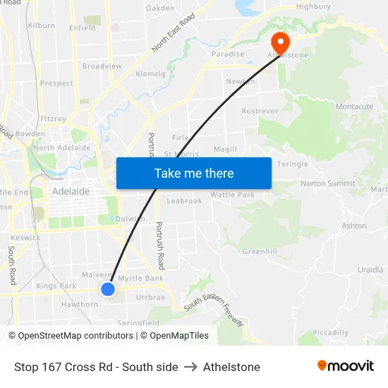Stop 167 Cross Rd - South side to Athelstone map