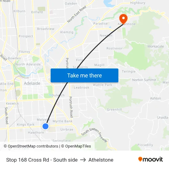 Stop 168 Cross Rd - South side to Athelstone map
