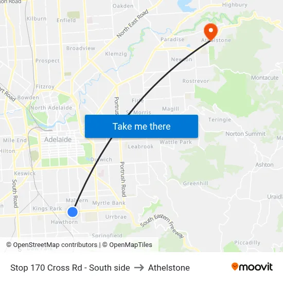 Stop 170 Cross Rd - South side to Athelstone map