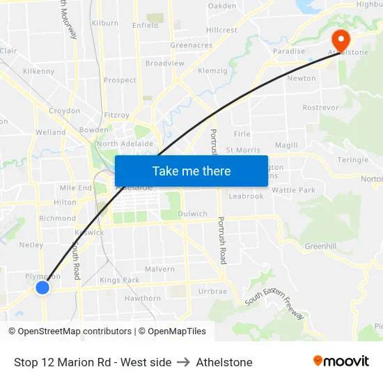 Stop 12 Marion Rd - West side to Athelstone map