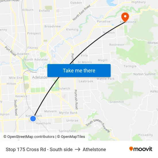 Stop 175 Cross Rd - South side to Athelstone map