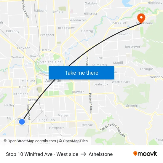 Stop 10 Winifred Ave - West side to Athelstone map
