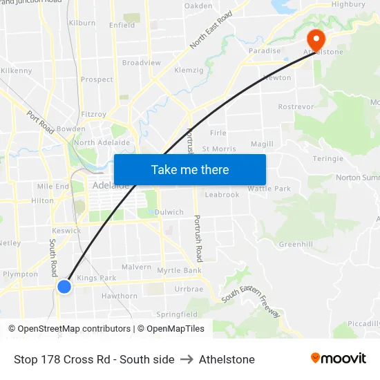 Stop 178 Cross Rd - South side to Athelstone map
