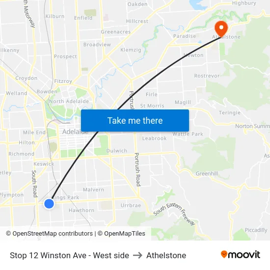 Stop 12 Winston Ave - West side to Athelstone map