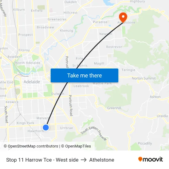 Stop 11 Harrow Tce - West side to Athelstone map
