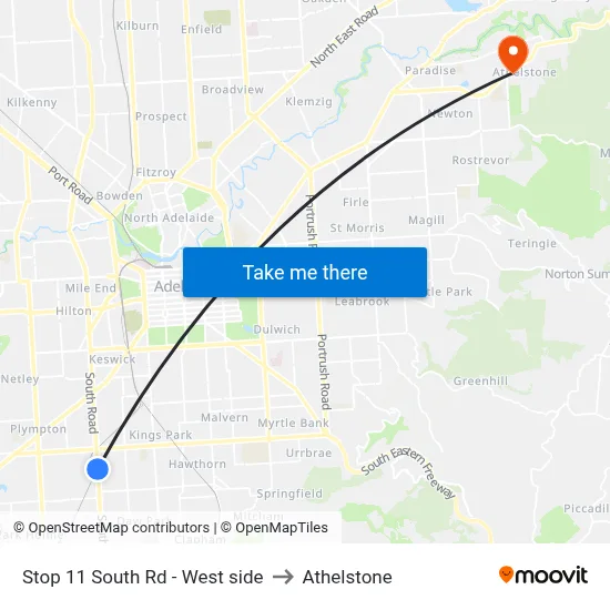 Stop 11 South Rd - West side to Athelstone map