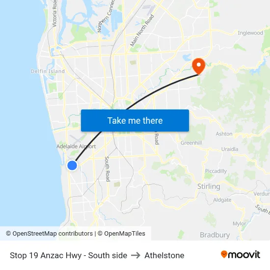 Stop 19 Anzac Hwy - South side to Athelstone map