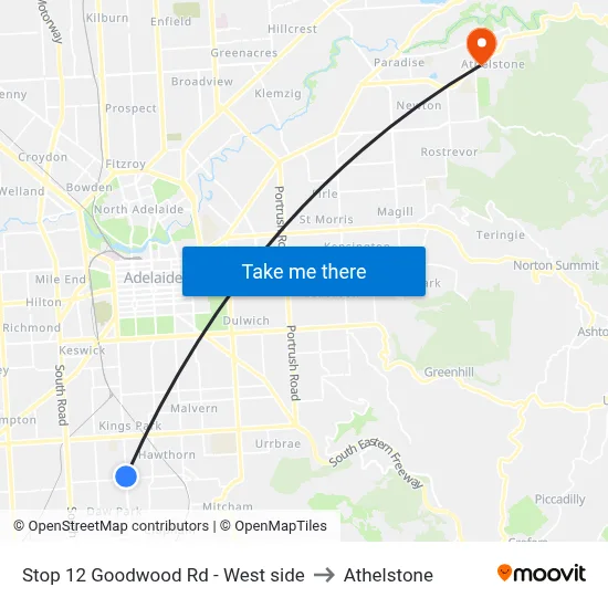 Stop 12 Goodwood Rd - West side to Athelstone map