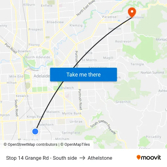 Stop 14 Grange Rd - South side to Athelstone map