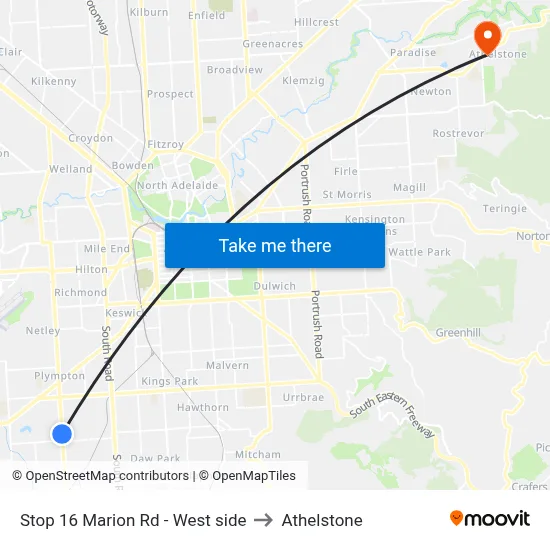 Stop 16 Marion Rd - West side to Athelstone map