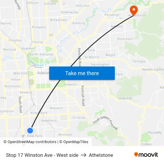 Stop 17 Winston Ave - West side to Athelstone map