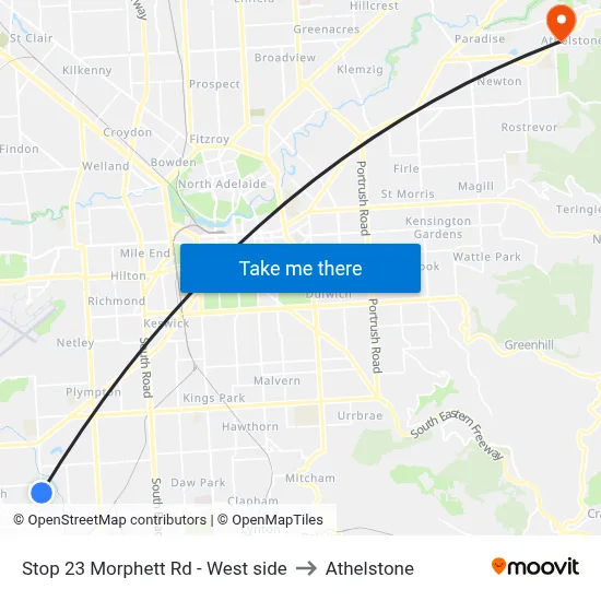 Stop 23 Morphett Rd - West side to Athelstone map