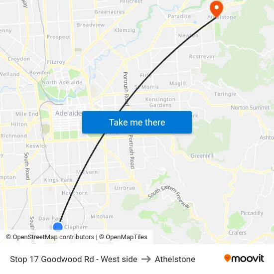 Stop 17 Goodwood Rd - West side to Athelstone map