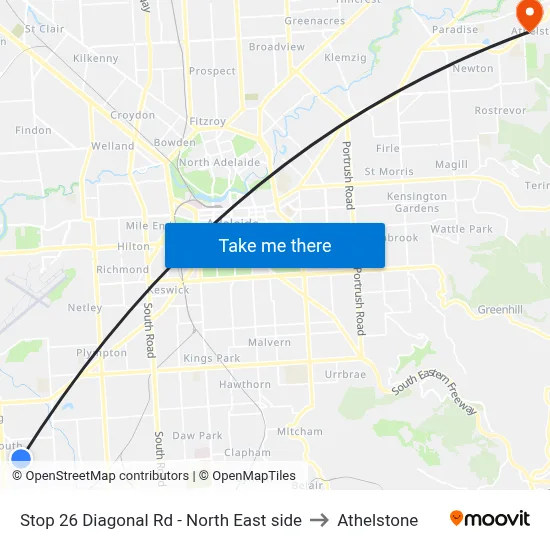 Stop 26 Diagonal Rd - North East side to Athelstone map