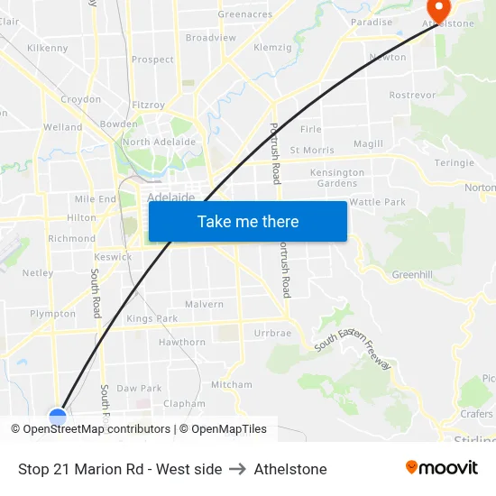 Stop 21 Marion Rd - West side to Athelstone map