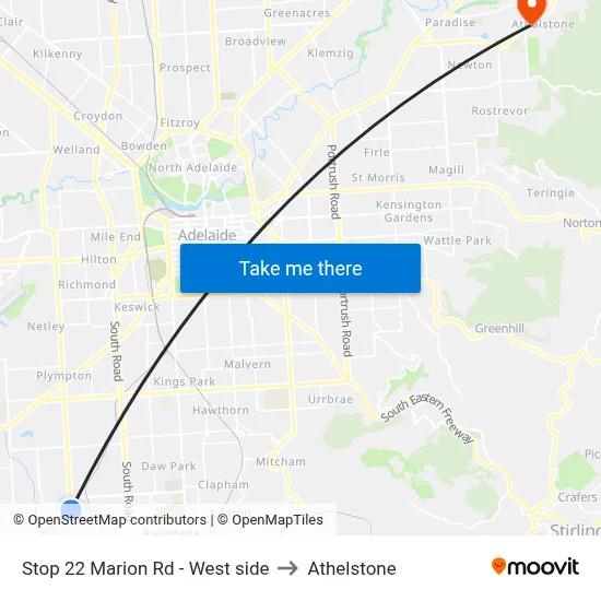 Stop 22 Marion Rd - West side to Athelstone map