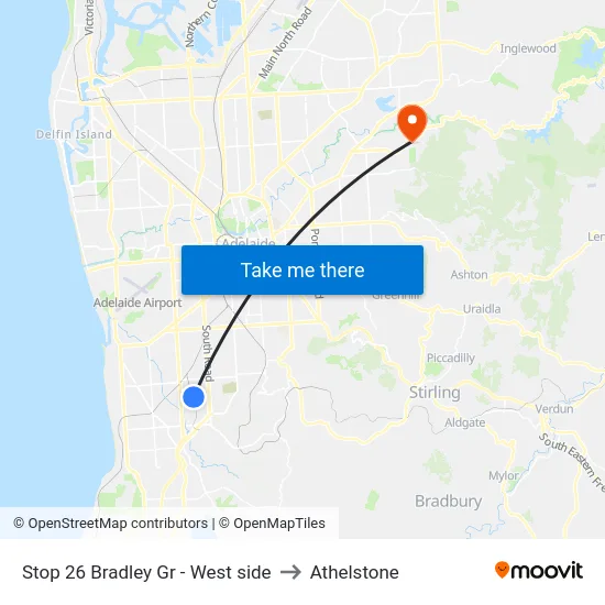 Stop 26 Bradley Gr - West side to Athelstone map