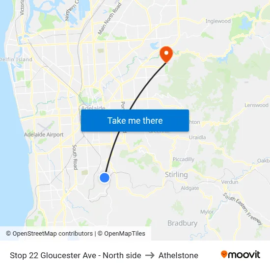 Stop 22 Gloucester Ave - North side to Athelstone map