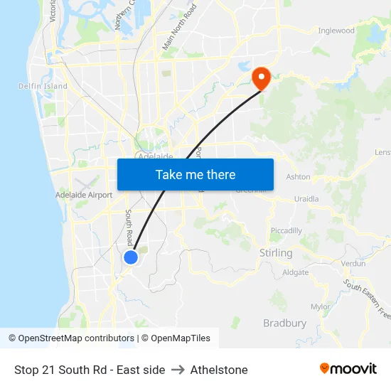 Stop 21 South Rd - East side to Athelstone map