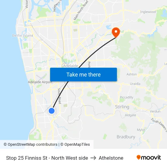 Stop 25 Finniss St - North West side to Athelstone map