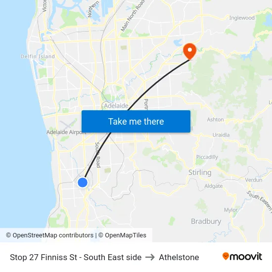 Stop 27 Finniss St - South East side to Athelstone map