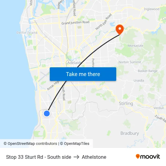 Stop 33 Sturt Rd - South side to Athelstone map