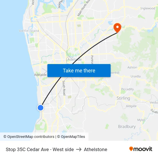 Stop 35C Cedar Ave - West side to Athelstone map