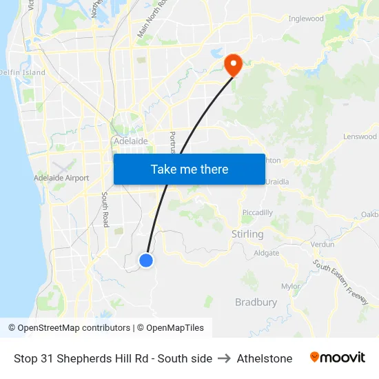 Stop 31 Shepherds Hill Rd - South side to Athelstone map