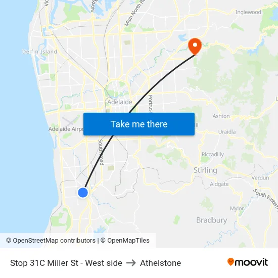 Stop 31C Miller St - West side to Athelstone map