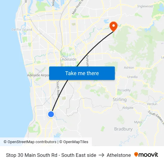 Stop 30 Main South Rd - South East side to Athelstone map