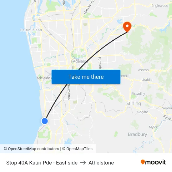 Stop 40A Kauri Pde - East side to Athelstone map