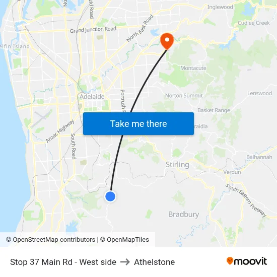Stop 37 Main Rd - West side to Athelstone map