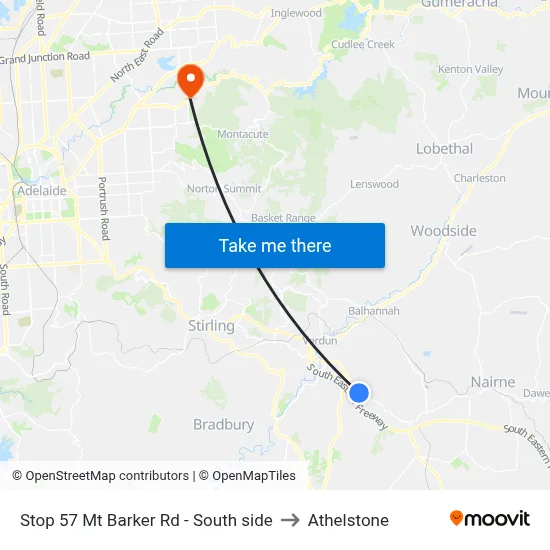 Stop 57 Mt Barker Rd - South side to Athelstone map