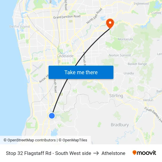 Stop 32 Flagstaff Rd - South West side to Athelstone map