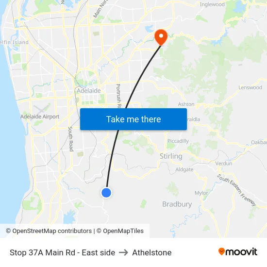 Stop 37A Main Rd - East side to Athelstone map