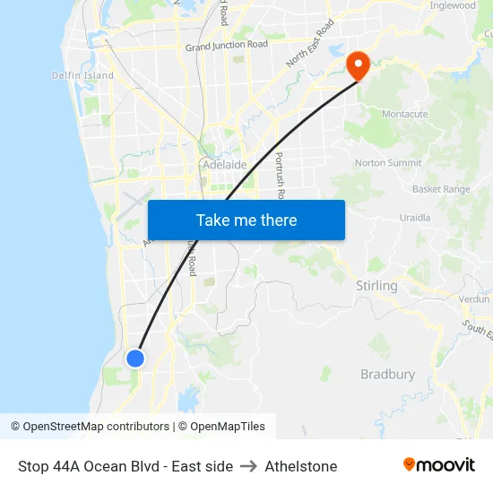 Stop 44A Ocean Blvd - East side to Athelstone map