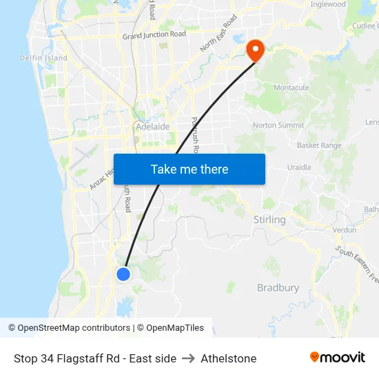 Stop 34 Flagstaff Rd - East side to Athelstone map
