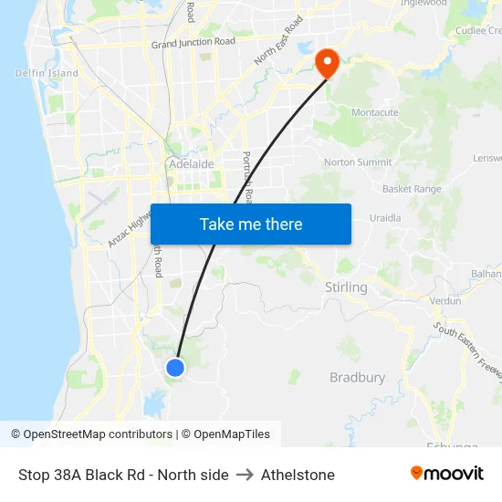Stop 38A Black Rd - North side to Athelstone map