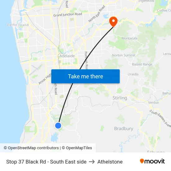Stop 37 Black Rd - South East side to Athelstone map
