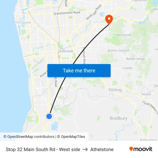 Stop 32 Main South Rd - West side to Athelstone map