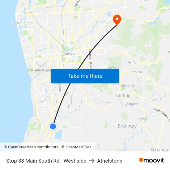 Stop 33 Main South Rd - West side to Athelstone map