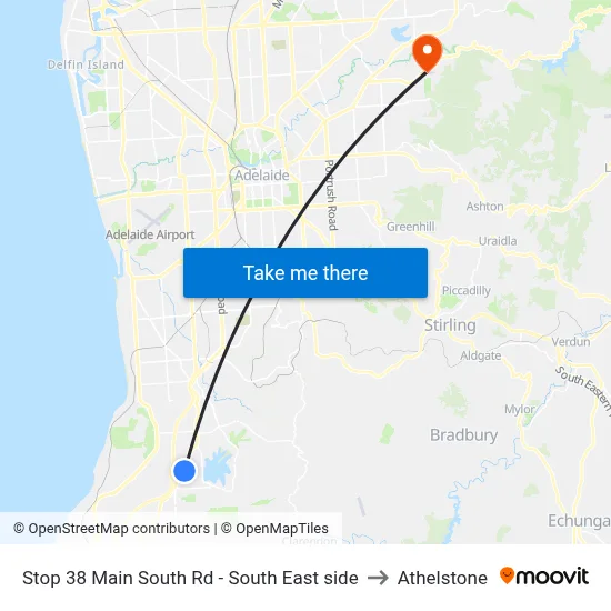 Stop 38 Main South Rd - South East side to Athelstone map
