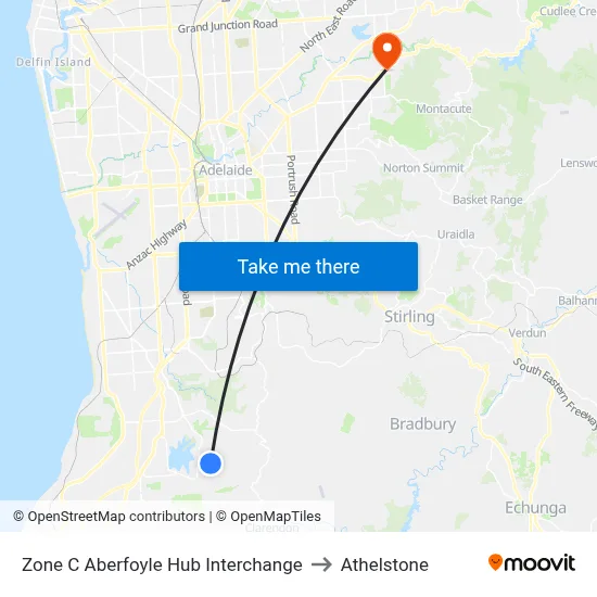 Zone C Aberfoyle Hub Interchange to Athelstone map