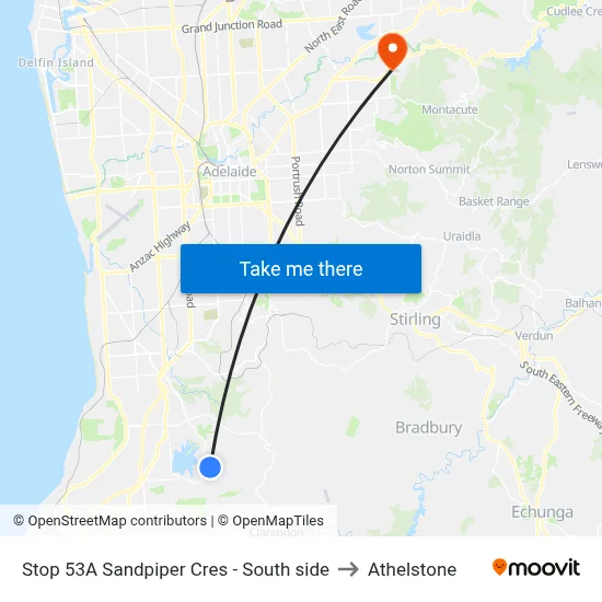 Stop 53A Sandpiper Cres - South side to Athelstone map