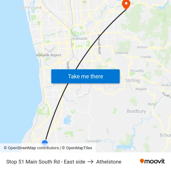 Stop 51 Main South Rd - East side to Athelstone map
